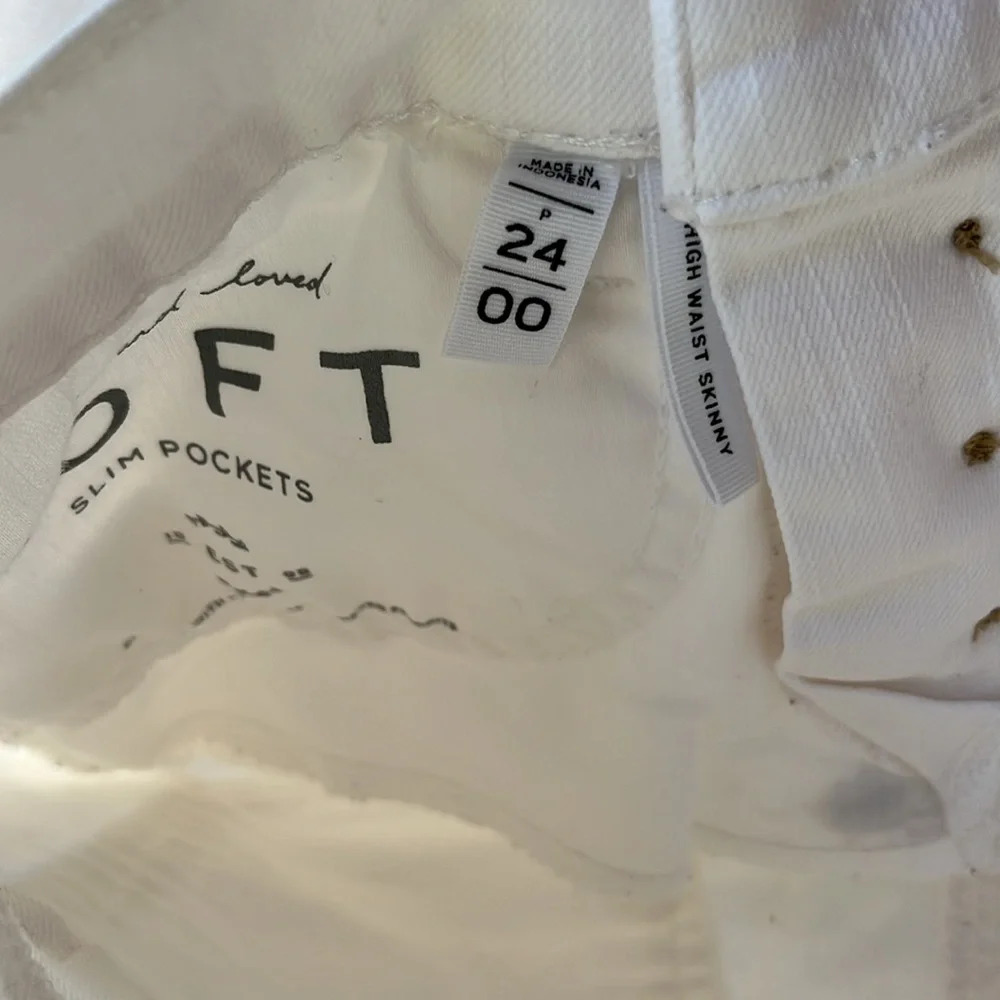 LOFT White Button Up High Waist Skinny Leg Denim 24/00 - Picture 6 of 8